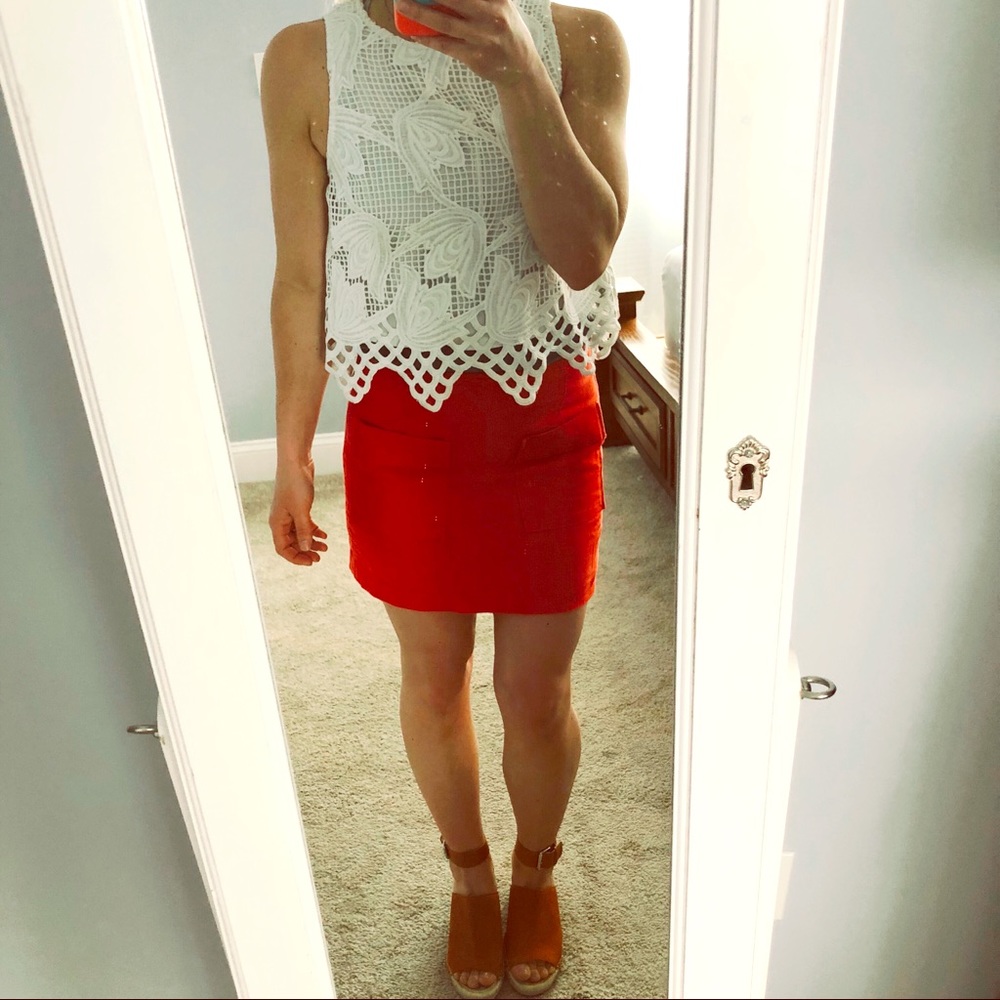 Jcrew red skirt